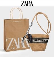 ZARAˉ Rattan Woven Bag Womens Bag 2023 New High-End Sense Girl Vacation Messenger Beach Bag Straw Woven Bag Satchel