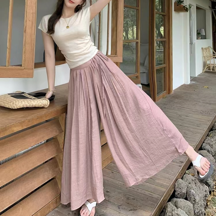 april-sunny-กางเกงขายาวทรงหลวมลำลองผู้หญิงเกาหลีแฟชั่นกางเกงขากว้างผ้าพันแผลออกแบบ-2023-ฤดูร้อน