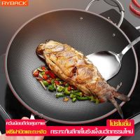 ?สินค้าขายดี? [30 cm] กระทะเทฟล่อน กระทะทรงลึก NON STICK พื้นรังผึ้ง กระทะนอนสติ๊ก ร้อนเร็ว มีฝาปิด+ด้ามจับ กระทะทอด