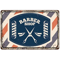 Vintage Barbershop โปสเตอร์ภาพวาดดีบุกตกแต่งผนังสำหรับบ้านหรือธุรกิจ