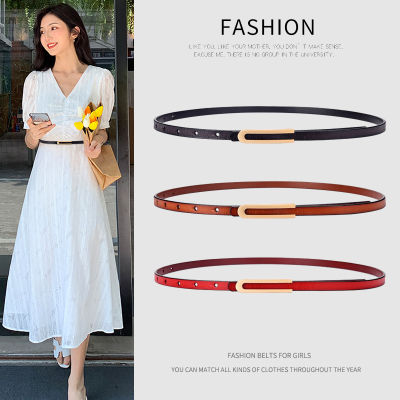 Womens New Thin Belt Womens Genuine Leather Versatile Dress Decorative Thin Belt Womens Korean Edition Belt  41F7