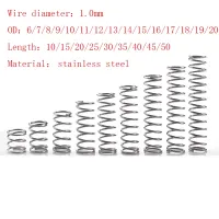 10pcs/Lot 1.0mm Stainless Steel Micro Small Compression Spring OD 6/7/8/9/10/11/12/13/14/15/16/17/18/19/20mm Length 5mm to 50mm Traps  Drains