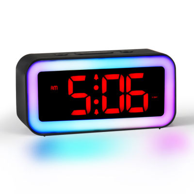 นาฬิกาปลุกสำหรับเด็กผู้ใหญ่นาฬิกาปลุกนาฬิกาปลุกมีไฟที่มีจอแสดงผลแอลอีดีที่เรียบง่าย8ไฟกลางคืน RGB และ7 RGB ดิจิตอลปรับความสว่างปลุกคู่ควบคุมด้วยเสียงนาฬิกาปลุกข้างเตียงนาฬิกาปลุกไฟ