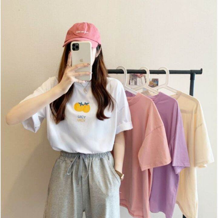 ถูกสุด-พร้อมส่ง-เสื้อยืดคอกลม-เสื้อโอเวอร์ไซส์-ผ้านิ่ม-พิมพ์ลายน่ารัก-มินิมอลล์สไตล์