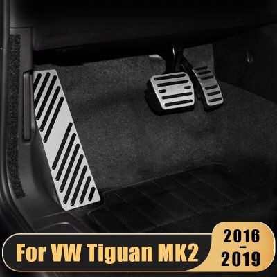 สำหรับ Volkswagen VW Tiguan MK2 2016-2018 2019อะลูมินัมอัลลอยแต่งรถอุปกรณ์เสริมฝาครอบเท้าเหยียบคันเร่งเบรค