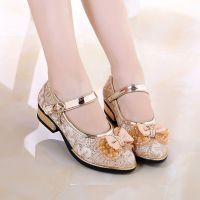 Childrens shoes girls leather shoes 2023 new childrens princess shoes rhinestone shoes small high-heeled Korean version single shoes middle and big childrens shoes trend