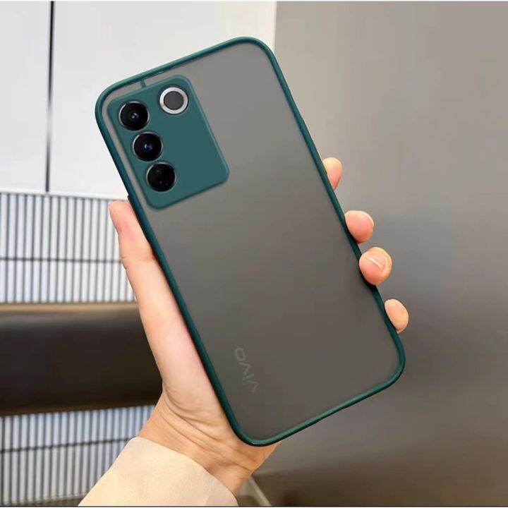 ส่งจากไทย-case-vivo-v27-5g-เคสโทรศัพท์-เคสวีโว่-เคสกันกระแทก-ปุ่มสีผิวด้าน-เคสกันรอยกล้อง-ขอบนิ่มหลังแข็ง