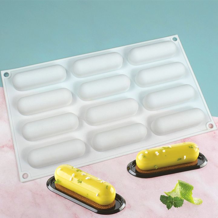 Cake Pan Silicone Eclair Mold, 2-Pack Finger Shaped Molds Cylinder Silicone  Trays for Baking, Soap, Resin, Chocolate Bar