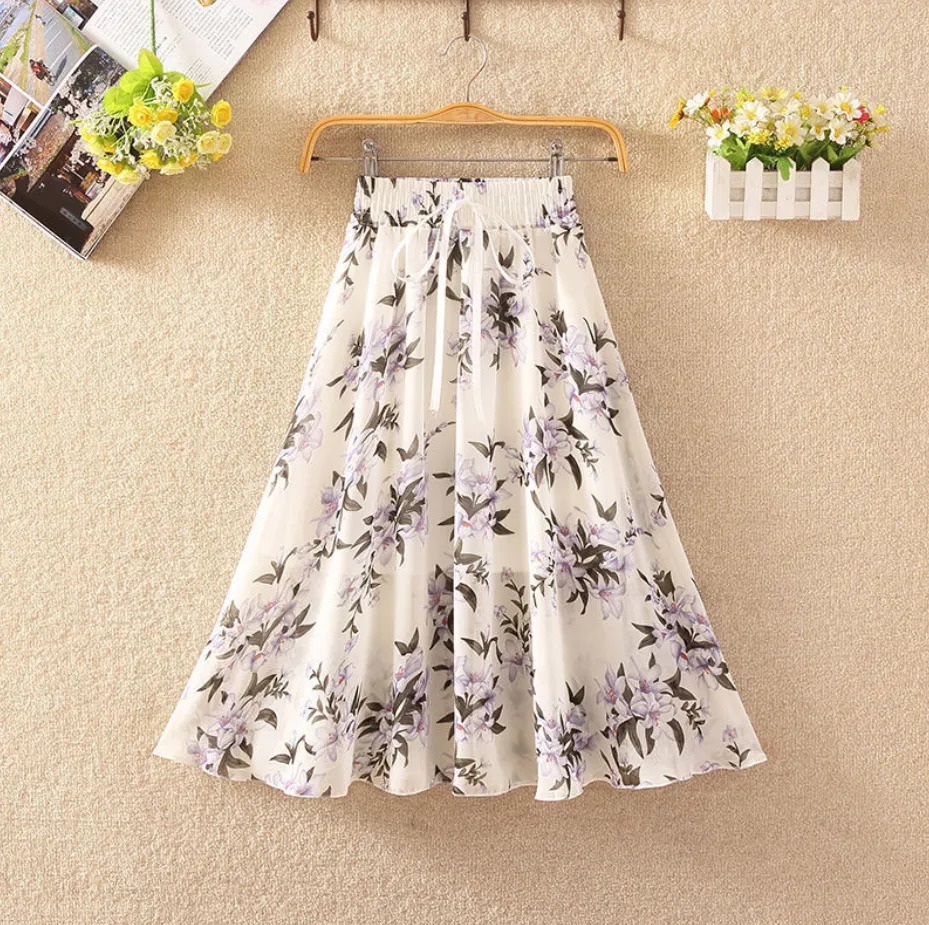 Summery Floral Midi Skirt