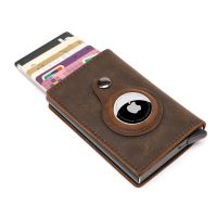 【CW】 Leather ID Card Holder Airtag Luxury Pop-up Wallet Antitheft Business Credit Cardholder Men 2022