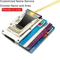 Customized Name Credit Bank Card Holder Anti-magnetic Wallet RFID Card Holder Aluminum Card Case RFID Blocking Money Clips Purse Wallets