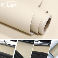 [ELEGANT HOT] 152X30CM Beige Leather Pattern PVC Adhesive Vinyl Wrap Film Sticker For Auto Car Body Internal Decoration Vinyl Wrap