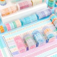 INS 5Pcs/Set Plaid Series Washi Tape Basic Check Sticker Set Landscaping Material Stickers