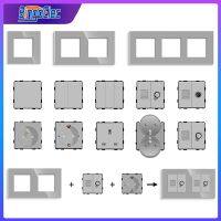 Bingoelec ชิ้นส่วน DIY USB ทีวีฟังก์ชั่น ST Part 1/2/3Gang ปุ่มกดสวิตช์ผนังกรอบแก้วเต้าเสียบไฟมาตรฐาน EU