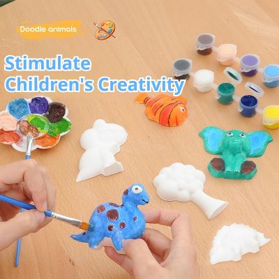 Birthday Gift Cartoon DIY Painting Toys Set Kids Handmade Plaster Doll Creative Coloring Refrigerator Magnet Child Drawing Toys