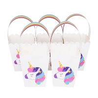 Unicorn Theme Paper Gift Box Candy Cookie Bags Packaging Popcorn Box Kids Unicorn Birthday Party Decorations Baby Shower Wedding