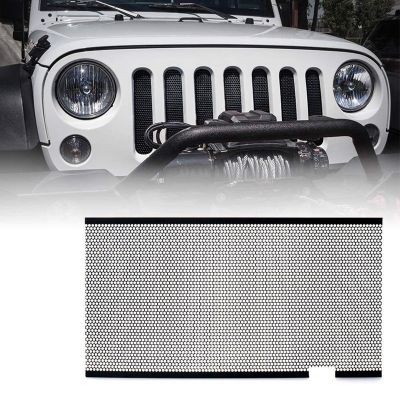 Mesh Insert for Jeep Wrangler JK 2007 2008 2009 2010 2011 2012 2013 2014 2015 Front Hood Grill Grille Grid Car Accessories Parts Component Black