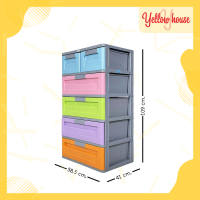 YellowHouse ตู้ลิ้นชัก 5ชั้น รุ่น Max L เสาเทา ตู้ลิ้นชักพลาสติก ตู้รองเท้า กล่องเก็บของ กล่องใส่ของ