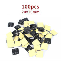 100pcs/lot 20*20 Black Color Nylon CABLE TIE MOUNTING BASE Clamp MOUNTS WIRE TIES ZIP MOUNT BASE Cable Management