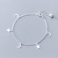 Silver 925 jewelry Pearl Ankle Bracelets For Women Moon Star Charm Link Chain Anklets Foot jewelry Luxury Pearls Cute Anklets