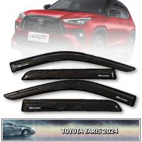 กันสาดประตู คิ้วกันสาด รุ่น โตโยต้า ยาริส ครอส TOYOTA YARIS CROSS ปี 2024 - 2025 สีดำ โลโก้ขาว พร้อมกาว 3M 4 ชิ้น