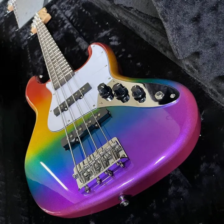 Children Bass Rainbow Electric Bass Guitar Short Scale Bass Guitar