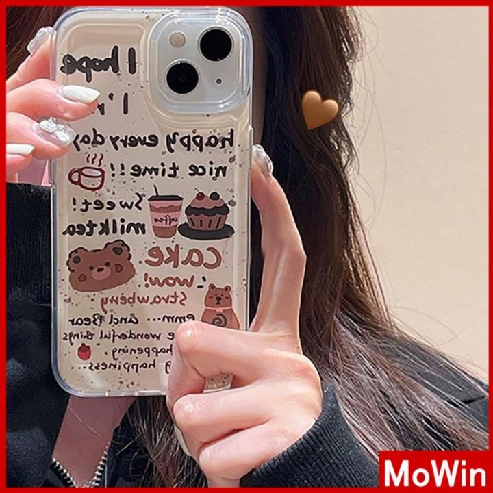 mowin-เข้ากันได้สำหรับ-เคสไอโฟน-เคสไอโฟน11-เคส-11เคสไอโฟนเคสใสเคส-นุ่มกันกระแทกปุ่มชุบไฟฟ้าน่ารักหมีกราฟฟิตีเข้ากันได้กับ-iphone-13