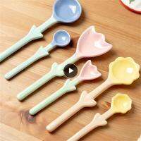 Light Luxury Retro Ice Cream Spoon Ceramic Beautiful Coffee Spoon Creative Tulip-shaped Rice Spoon Three-dimensional Ins-style Serving Utensils