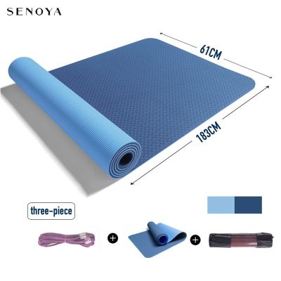 ☏◇▽ TPE Double Layer No-slip 6mm Yoga Mat Kneepad Exercise Sport Mat for Fitness and Pilates Gym Home Tasteless Pad