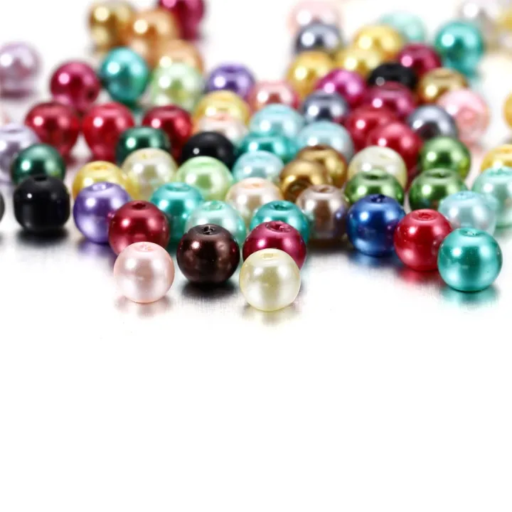 St.kunkka 100pcs 6mm Glass Pearl Beads Manik Kaca for hijab Manik Kaca