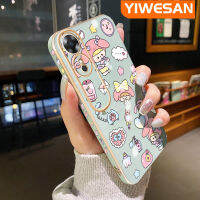 YIWESAN เคส A17K A17 OPPO ลายการ์ตูนน่ารักเมโลดี้ใหม่ขอบสี่เหลี่ยมด้านข้างปลอกซิลิโคนเคสมือถือฝาปิดเลนส์เต็มกล้องเคสนิ่มกันกระแทก