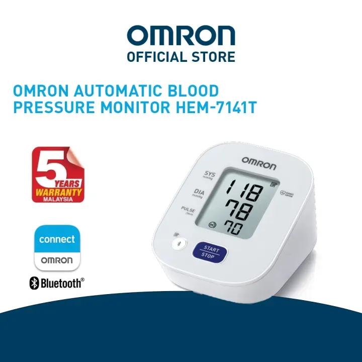 Omron HEM 7141T1 Bluetooth Blood Pressure Monitor With Body Movement  Detection & Cuff Wrapping Guide Technology