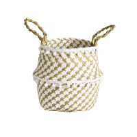 5Types Vintage Seagrass Storage Basket Clothes Laundry Basket with Tassels Foldable Wicker Garden Planters Household Organizer