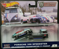 Car Culture Team Transport No.1 Porsche 356 Speedster &amp; VW Pickup 1:64 (HOTWHEELS)