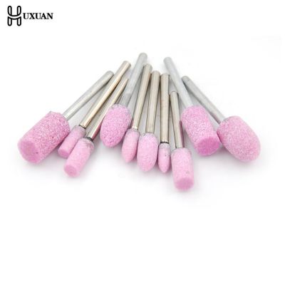 10pcs Abrasive Pink Mounted Stone Rotary Tool Grinding Wheel 1/8 Shank For Dremel