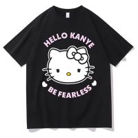 HELLO Kanye เสื้อยืด Streetwear ฤดูร้อนผู้ชายผู้หญิงคุณภาพสูงผ้าฝ้าย Vintage Tops Tees Fearless แขนสั้น Tshirt West T เสื้อ