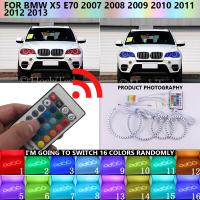 ไฟ Led แสดงสีต่างๆตานางฟ้าชุด Rgb Drl การวิ่งเวลากลางวันไฟหน้าฮาโลสำหรับ Bmw X5 E70 2007 2008 2009 2010 2011 2012 2013