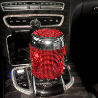 Auto Car Ashtray ไฟ Led แบบพกพาพร้อมฝาปิด Smell Proof Glitter Diamond Bling Ashtray สำหรับผู้หญิงสำหรับรถยนต์ Home Office