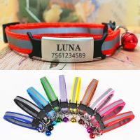 ﹉✥﹊ Personalized Cat Collar Reflective With Bell Free Engraving ID Tag Nameplate Small Dog Nylon Adjustable for Puppy Kittens