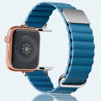 【CHUYANG SHOP】  ลิงค์หนังใหม่สำหรับ Apple Watch Band 44มม. 40มม. 41 45มม. 42มม. 38มม. สร้อยข้อมือห่วงแม่เหล็กสำหรับ IWatch Series 7 6 SE 5 4 3 2สาย