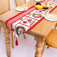 Merry Christmas Tablecloth Creative Christmas Cotton Linen Tablecloth Table Flag New Year Party Decoration Fun Desktop Decor