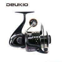 DEUKIO รอกตกปลา EVA2000-6000 EVA Handlebar โลหะสีดำ8BB ลูกล้อปั่นด้วยได้ทิศทางที่แน่นอนเบ็ดตกปลาทะเล5.0:1อัตราทดเกียร์4.7:1 Pesca