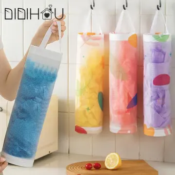 Hanging Garbage Bag Storage Bag Kitchen Wall Trash Bag Dispenser  Wall-mounted Grocery Bag Holder Nylon Home Accessory Organizer