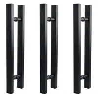 6X Matte Black Stainless Steel Glass / Wooden Door Handle