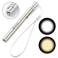 Stainless Steel Portable With Mini USB Rechargeable white + warm light Torch Nursing Flashlight  Pen Pocket for camping doctors Rechargeable  Flashlig