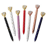 7PCSLOT Kawaii Ballpoint Pen Big Gem Metal Ball Pen With Large Diamond BlueBlack Magical Pen Fashion School Office Supplies