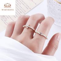 WSRYHDFE หอมหวาน เรียบหรู ของขวัญเด็กผู้หญิง กับเพทาย ดอกไม้ เลดี้ แหวนเรขาคณิต แหวนนิ้วผู้หญิง สไตล์เกาหลี แหวนมุก