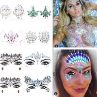 Womens Chest Jewels Rhinestone Tattoo Stickers Fake Temporary Tattoos Crystal Face Decorations Diamond Acrylic Face Eyes Sticker Stickers