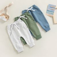 Baby Boys Sweatpant Elastic Waist Drawstring Solid Spring Fall Jogger Trousers with Pockets for Casual Daily