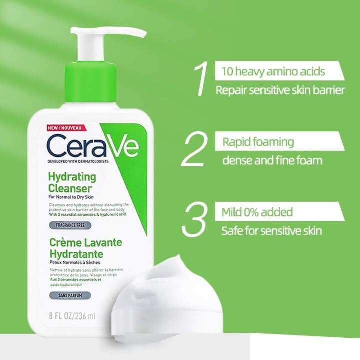 Cerave Hydrating Facial Cleanser For Dry Sensitive Skin Moisturizing